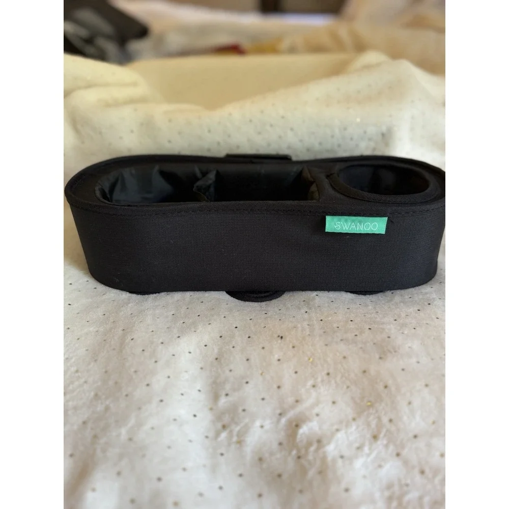SWANOO Universal Stroller Tray with Sippy Cup Holder Snacks Child Toys Black